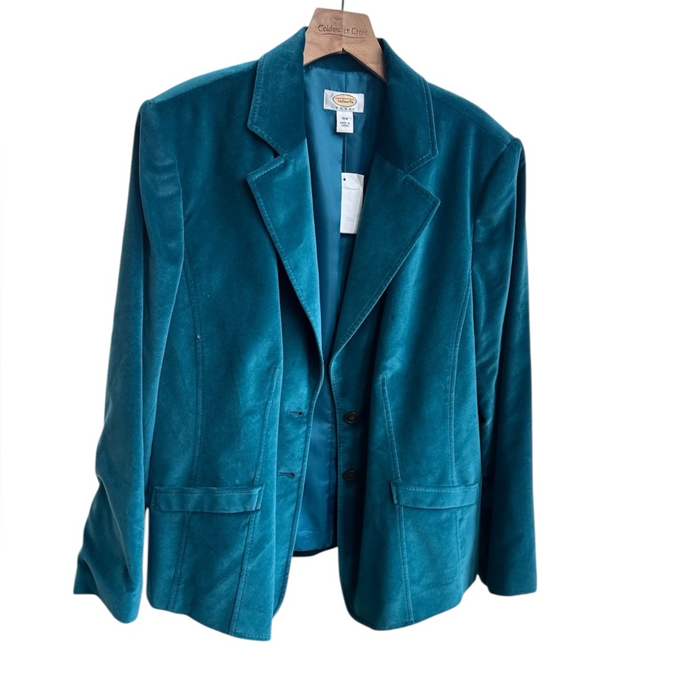 Talbots Velvet Blazer Jacket sz 16W New Cotton Silk blend - Picture 2 of 8